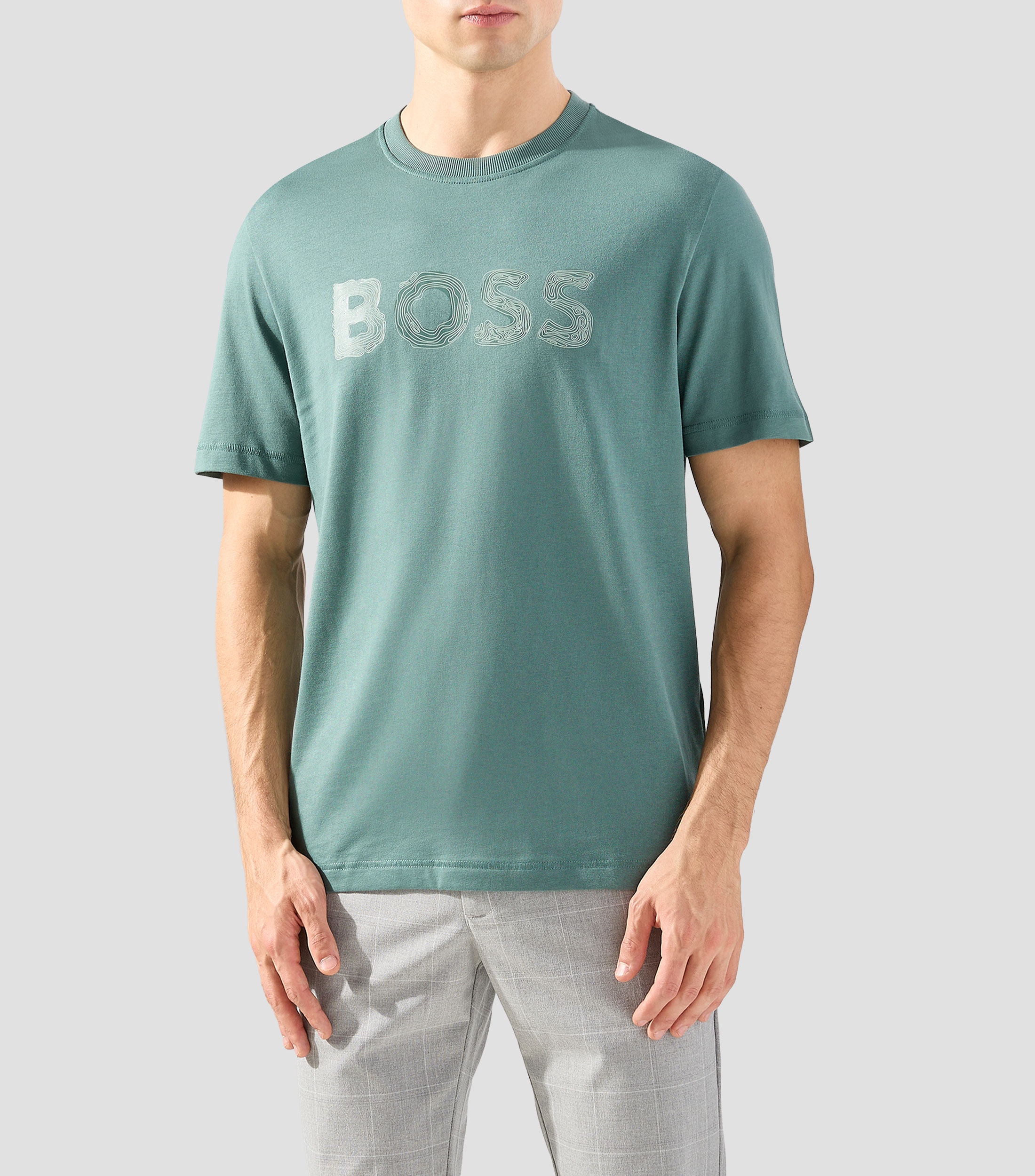 Playera de cuello redondo con manga corta estampada Hombre